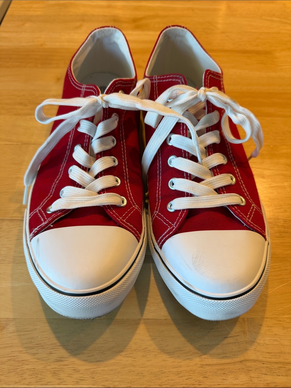 Adult Red Canvas Lace-Up Sneakers (Converse Style)